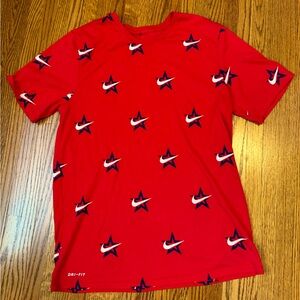Nike Dri Fit Red White and Blue Logo Print Men’s T-Shirt Medium